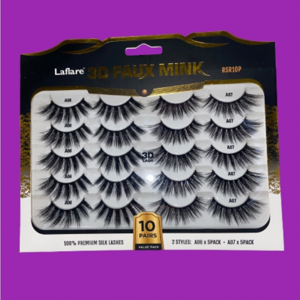 3D Faux Mink Premium Black False Eyelashes - 10 Pairs